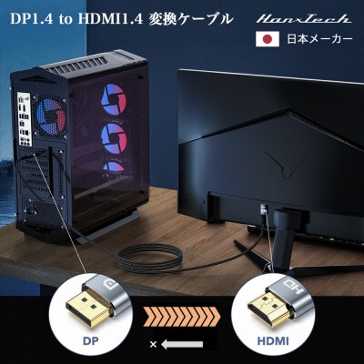 Hanx-Tech DP1.4 to HDMI1.4 変換ケーブル 2m