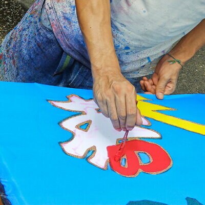 鮮やかな高知の伝統工芸 【龍フラフ(祝い旗)】26-026