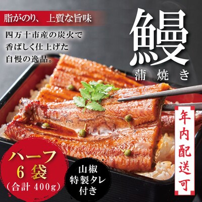 【年内配送】＜四万十食品＞うなぎ蒲焼 ハーフ6袋/CD　25-361N
