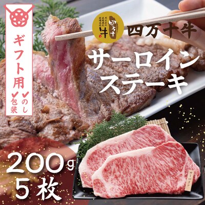 【ギフト用(包装・のし対応)】四万十牛サーロインステーキ1kg(200g×5枚) 26-022G