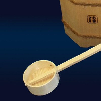 【池田木材】天然木曽ひのき 八角手付き木桶+柄杓のセット