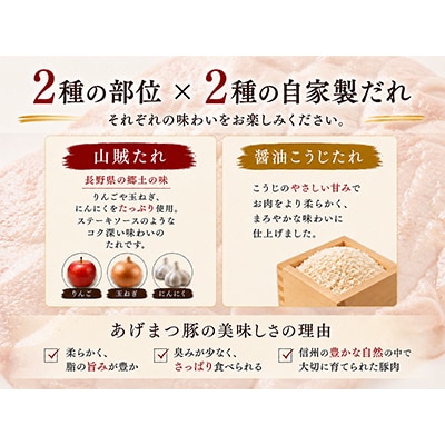 信州木曽「あげまつ豚」焼くだけ簡単味付け肉　2種　1.25kg (ロース・バラ)