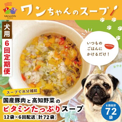 【6回定期便】国産豚肉と高知野菜のたっぷりスープ 12袋セット×6回(計72袋)ペットフード26