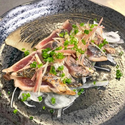 四万十市場のカツオ塩たたき(塩振り、スライス済、血合い抜)・カツオ生節醤油漬けセット 26