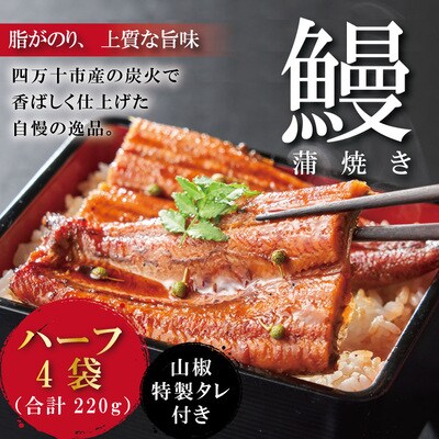【土用の丑の日までにお届け】25-359U.＜四万十食品＞うなぎ蒲焼　ハーフ4袋/BC