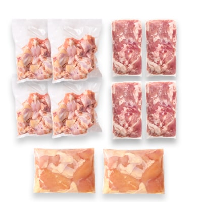 宮崎県産豚肉&鶏肉3種4kgセット(小間切れ/手羽元/胸肉)[2942]