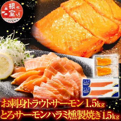 トラウトサーモン&とろサーモンハラミ各1.5kg C-09032