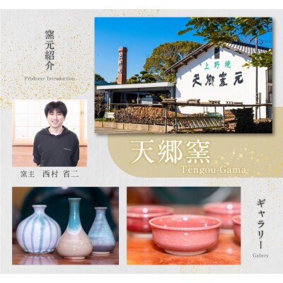 上野焼巴ライン フリーカップ(藁白緑青流し)