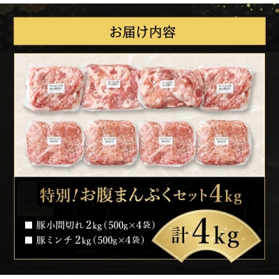 「夢やまびこ豚」特別!お腹まんぷくセット 小間切れ 2.0kg+挽肉 2.0kg | 豚肉 肉 お肉