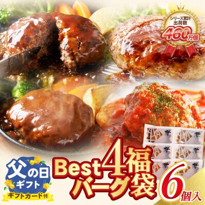 【父の日】Best4 ハンバーグ 6個セット