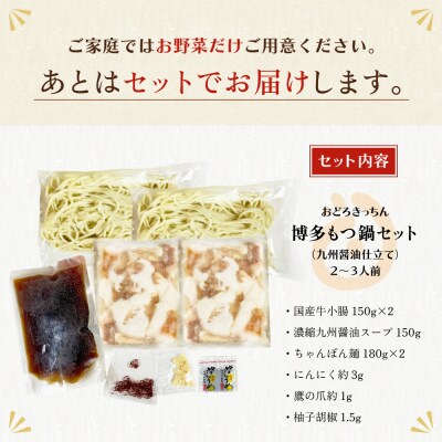 おどろきっちん 博多もつ鍋セット(九州醤油仕立て)2～3人前