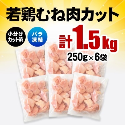 バラ凍結 宮崎県産若鶏むね肉　合計1.5kg(250g×6袋)鶏肉切身小分け[3057]