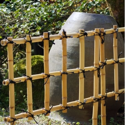 竹家具専門店【梅里竹芸】竹垣(埋め込み用)2個[2714] 