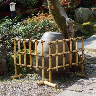 竹家具専門店【梅里竹芸】竹垣(脚付き)2個[2716] 