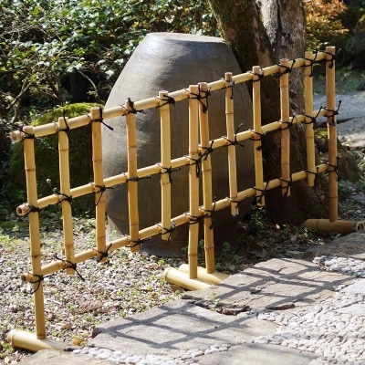 竹家具専門店【梅里竹芸】竹垣(脚付き)2個[2716] 