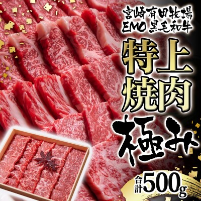 【世界グランプリ受賞】【宮崎有田牧場】黒毛和牛 特上焼肉セット500g　宮崎EMO牛肉[2822]