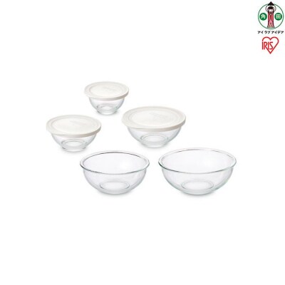 耐熱ガラスボウル 5点セット ホワイト TGB-5S