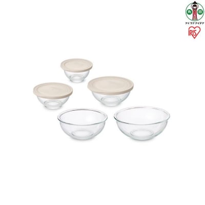 耐熱ガラスボウル 5点セット ベージュ TGB-5S