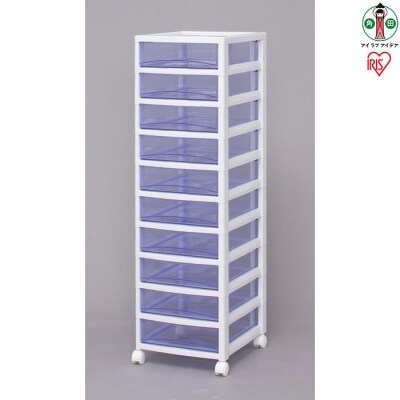 スーパークリアチェスト浅型引出し10段SCE-1000ホワイト/クリアブルー