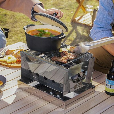 バーベキューコンロ　コンパクトBBQコンロ　CBBQ-300　シルバー