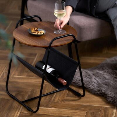 スチールフレームサイドテーブル　SFST-400F　ウォールナット