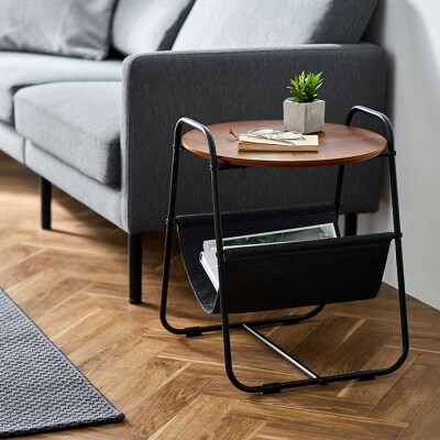 スチールフレームサイドテーブル　SFST-400F　ウォールナット