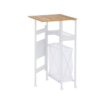 天板付きランドリーワゴン　スリムタイプ　バスケット付TLAW-B220ホワイト