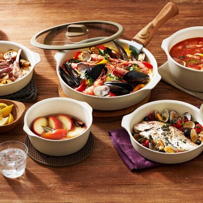 お皿になるフライパン12点セット　DPAN-12S　アイボリー