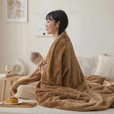 毛布　布団カバーにもなる毛布 シングル M-FC-SL ブラウン