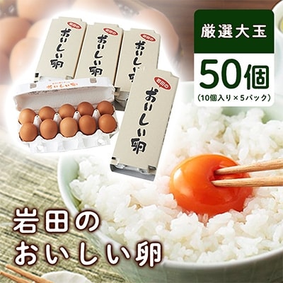 【2023年4月下旬発送】岩田の美味しい卵厳選大玉50個(10個入り×5パック)