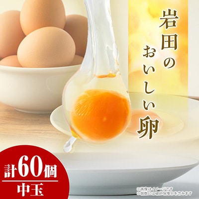岩田のおいしい卵　実用中玉55個+破卵保障5個 (10個入り×6パック)