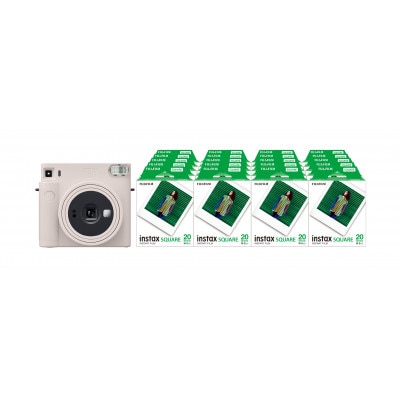 「インスタントカメラ instax(TM) チェキ スクエアセット」Chalk White