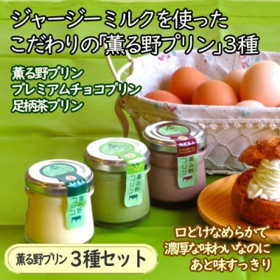 薫る野プリン3種セット計6個入〔2個×3種〕　牧場直送のジャージー牛乳とこだわりたまごを使った手作り