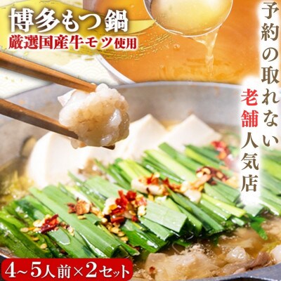 【予約の取れない老舗人気店】博多もつ鍋4～5人前×2セット　博多もつ鍋太閤(志免町)オリジナル醤油