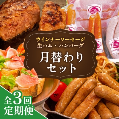 【全3回定期便】 ウインナー/ハンバーグ/ハム 月替りセット 志摩スモークハウス[AOA038]