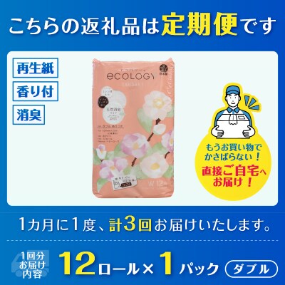 定期便【全3回毎月発送】エコロジー トイレットペーパーダブル12ロール1パック[sf002-435]