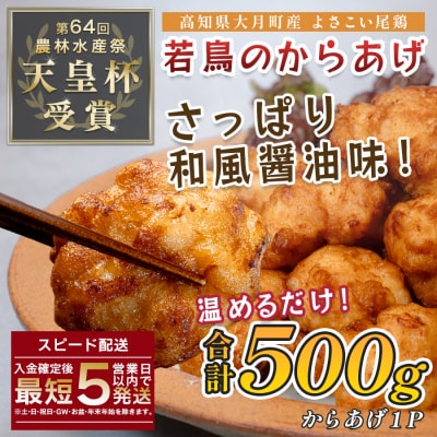 国産 よさこい尾鶏 鶏肉 唐揚げ 500g 冷凍 簡単調理 時短調理 レンジ おかず お弁当