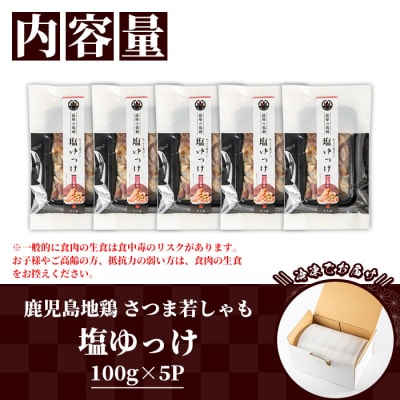 鹿児島県産!味付き 鳥刺し 塩ゆっけ 500g(100g×5)  冷凍 小分け 国産 地鶏