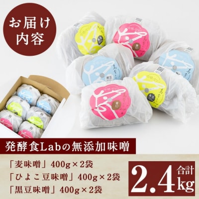 発酵食Labの味噌3種セット(麦みそ、ひよこ豆味噌、黒豆味噌)