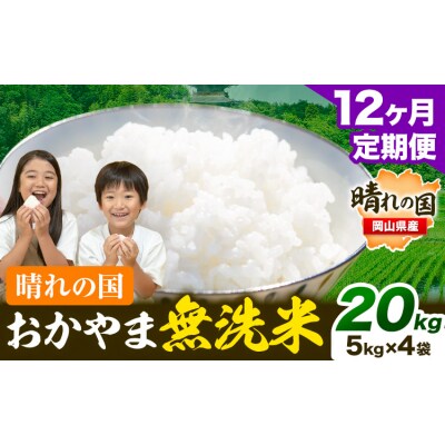 12ヶ月定期便 おかやま無洗米 20kg 米《お申し込み月の翌月から出荷開始》岡山県 笠岡市 無洗米