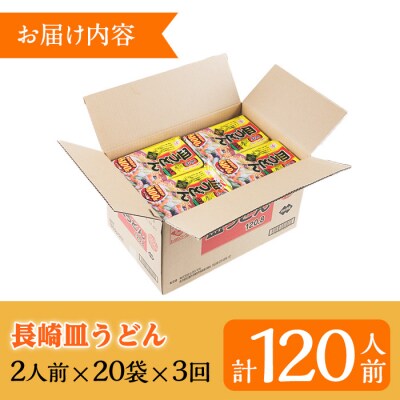 【3か月定期便】長崎 皿うどん 120人前 「2人前(麺100g)×20袋」あんかけ スープ付き
