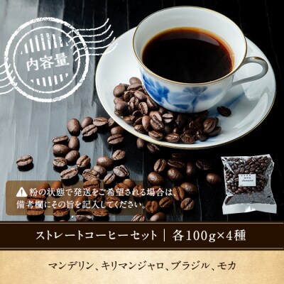 地元老舗店が贈る!本格ストレートコーヒーセット(100g×4種)
