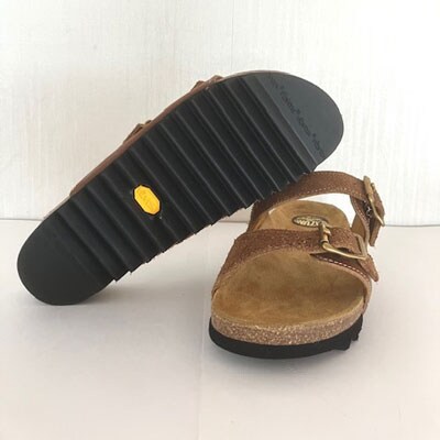 ハンドメイドフッドベッドサンダル　カーキ　ビルケンソール　25.0cm[212M01-30]