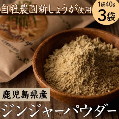 鹿児島県産ジンジャーパウダー(40g×3)自社農園の新生姜のみ使用!