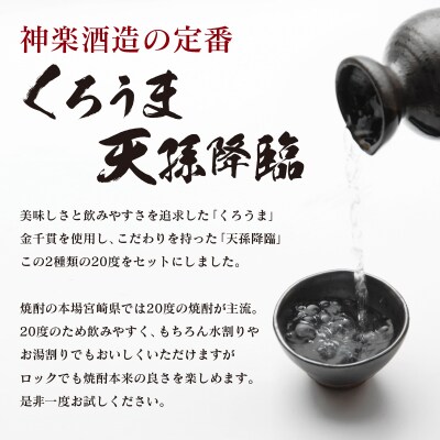 神楽酒造「優等賞連続受賞」ひむかのくろうま・天孫降臨　麦・芋飲み比べ900ml×4本[3191]