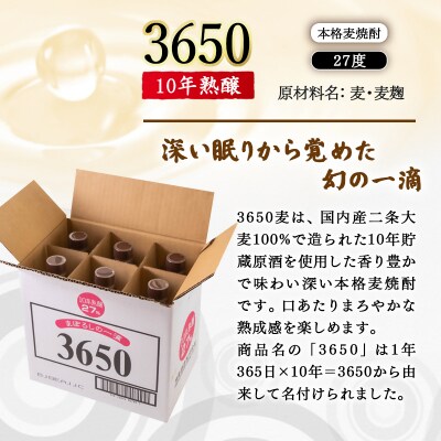 【10年熟醸】麦焼酎27度 神楽酒造「3650」6本 [3134]