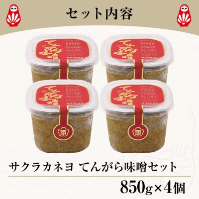 てんがら味噌セット(850g×4個)