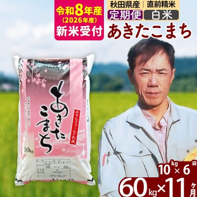 R8産 新米受付《定期便11ヶ月》秋田県産あきたこまち60kg【白米】|msrf-11311s