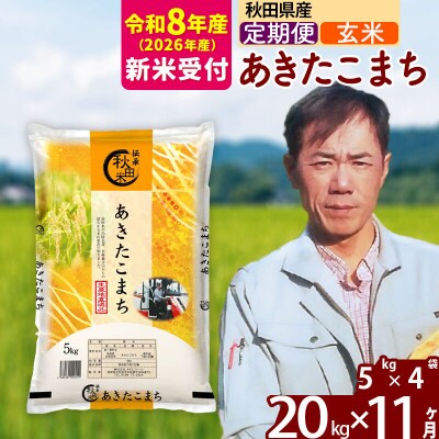 R8産 新米受付《定期便11ヶ月》あきたこまち 20kg【玄米】|msrf-22211s