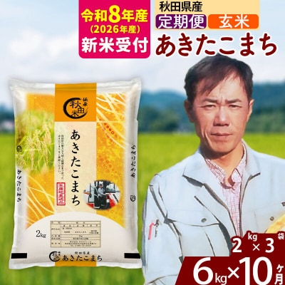 R8産 新米受付《定期便10ヶ月》秋田県産 あきたこまち 6kg【玄米】|msrf-22610s